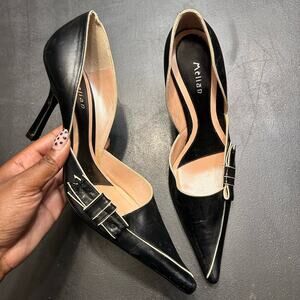 VTG Melian Leather Pointed Toe Heels with A Side Bow Detail! Gorgeous! Size 8.5
